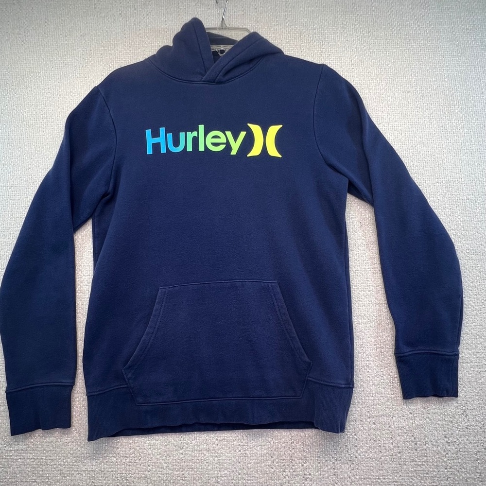 Hurley Boys XL (18/20) Navy Blue Pullover Hoodie Sweatshirt Logo Graphic Fleece